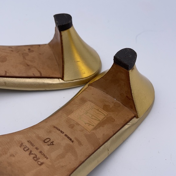 Prada size 40 Gold Gem Stone Sandals 2” heel - Picture 4 of 5